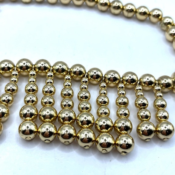 Banana Republic Gold Tone Geometric Bib Necklace Beaded Balls - Picture 8 of 10
